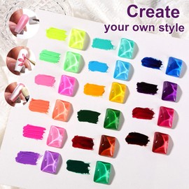 U-Shinein Gradient Painting Gel, 16 Colors Ombre Gel Nail Polish Fluorescent and Glazed Colors with 100pcs Sponges & Tweezers for Ombre Nails Aura Nails, French Manicure Palette Cyber Gelight​