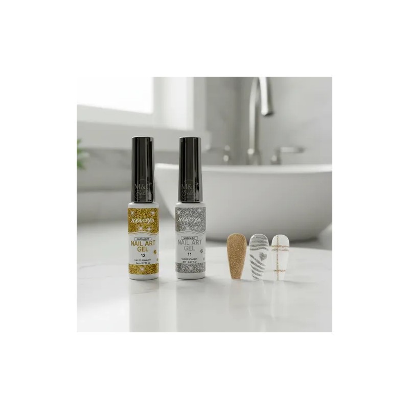 2 Pzas Esmalte Delineador Para Uñas Acrílicas Gel Glitter