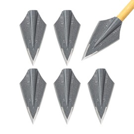 Scoland Shooter 6pcs Hunting Broadheads Traditional Archery Arrowheads Fix 2 Blade 125 Grain Welding Head Metal Arrow Tips for Wooden Arrow Bamboo Arrow Shaft