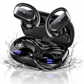 Ordtop Sport Wireless Earbuds with Earhooks, 70H Playtime, IPX8 Waterproof