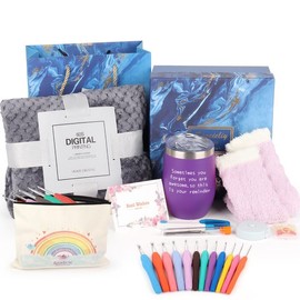 Katech Crochet Gifts for Women, Knitting Gifts Crochet Kit w/Crochet Hook Set Blanket Socks Crochet Gifts for Crocheter, Crochet Gifts Kit Birthday Christmas Gifts for People Like Crocheting