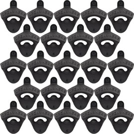 HAIICEN 24 PCS Black Cast Iron Bottle Opener Wall Mounted Bulk Beer Soda Cap Opener Mountable for Deck Craft Shop Wood Board