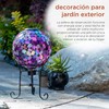 Alpine Corporation Outdoor Solar Powered Pink Glass Mosaic Gazing Globe