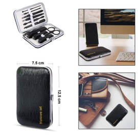 Manicure Set 10pcs Professional Nail Clippers Kit Pedicure Care Tools-Stainless Steel Grooming Tools for Travel (Black)