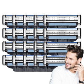 Razor Blade Refills for Men, 3-Bladed Razors for a Smooth Shave,Manual Razor Blades Refills for Mens, Upgrade Dual Lubrication Sharp Blade, 12 Razor Blade Refills