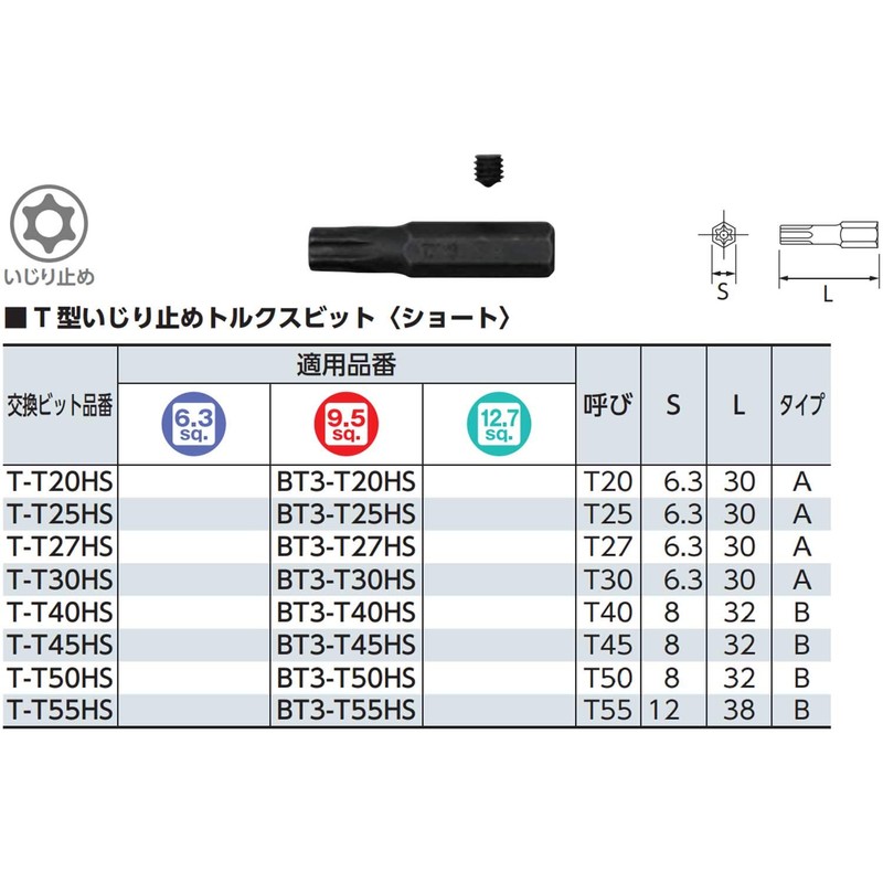 Kyoto Machine Tools (KTC) Torx Bit Socket Replacement Bit T-T40HS