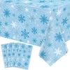 4PCS Christmas Snowflake Tablecloth Snowflake Xmas Party Table Cover Snowflake Table Cloth Christmas Table Decorations Winter Holiday Party Supply 51X86IN