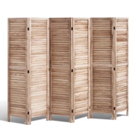6-Panel 66.9 Inches Tall Portable Wood Folding Privacy Screen Indoor Louvered Partition Divider Decoration Room Divider ScreenNumber of Panels: 6-Panel, color: Burlywood Color