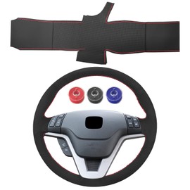 SUNBREATH Compatible with Hand Sewn Steering Wheel Cover for Honda CRV 2007-2011 Non-Slip Breathable Microfiber Leather Steering Wheel Protector