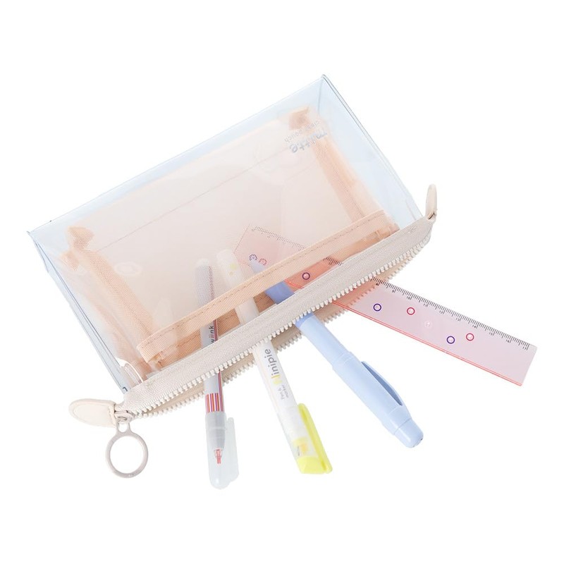 Sunstar Stationery Pouch Clear Mesh Mitte Milky Beige S2330997