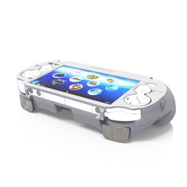 Hand Grip Handle for psv1000 ps vita 1000 ，L2r2 is Used to Click on The Back of The PSV.Gift of Raised Button Stickers, Tempered Film, Joystick Cap, and Cross Key Enhanced Cap (Frosted White)