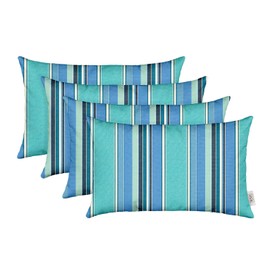 RSH DECOR: Sunbrella Lumbar Throw Pillows Set of 4 | 20" x 12" | Water and Fade-Resistant Performance Fabric | Outdoor Pillow Covers with Down-Alternative Inserts | Dolce Oasis