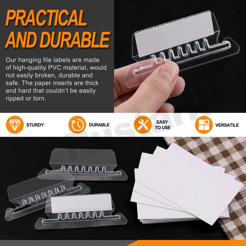 Rustark 100Pcs 2 Inch Hanging File Folder Tabs with Inserts,