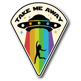 Take Me Away 5 Inch Waterproof Decal Sticker Wall Window Tie-dye UFO Alien Space Ship Stoner Stones Psychedelic Mushroom Hippie Green Rainbow Galaxy Rock Gypsy Zombie CS1408-2PK
