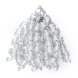 CT CRAFT LLC Silver Metallic Curly Ribbon Bow 6" Long x 6 Counts Gift Wrapping Pre-Tied Self-Adhesive Tab for Birthday Present Box Wine Bottle Baby Shower Party Christmas Hanukah