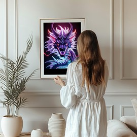 Jawecci Dragon Diamond Painting Kits, 5D DIY Diamond Painting Kits for Adults Beginners, Full Drill Round Dragon Diamond Art Painting Dots Craft Set Gifts 30X40cm