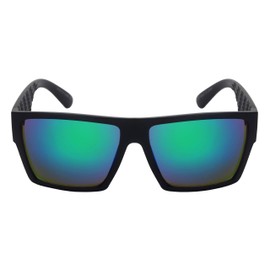 Edge I-Wear Plastic Rectangular Vintage Square Frame Sunglasses for Men Women Mirrored Lens 570111-REV-2(MBLK.gnrev)