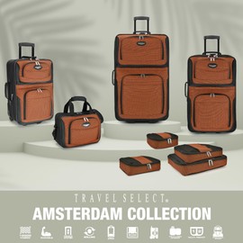Travel Select Amsterdam Expandable Rolling Upright Luggage, Gray, 8-Piece Set