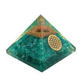 Sharvgun Apatite Crystal Orgonite Pyramid Small Flower of Life Healing Stone Generator Yoga Meditation Orgone Pyramid Ex-Lg 65-75 Mm, Reiki Christmas Gift