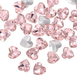sourcing map 30Pcs Heart Rhinestones, 10mm Pointed Back Heart Glass Rhinestone Gems Crystal for Jewelry Making Costume DIY Crafts, Pink