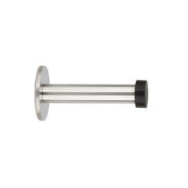 EVI Herrajes, Wall Mounted Door Stop, Stainless Steel, I-128 (Steel - Black Rubber)