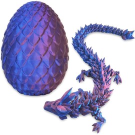 3D Printed Dragon Egg, Dragon Eggs with Dragon Inside, Crystal Dragon Fidget Toys, Full Articulated Dragon, Fidget Toys for Autism/ADHD - Color: Purple
