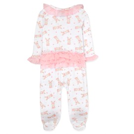 Baby Essentials Infant Girls 2 Piece Ruffled Easter Bunny Onesie Footie with Matching Lovey Blanket (2 Piece Ruffled Easter Bunny, 0 Months)