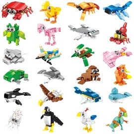 BRICHBROW Building Blocks Party Favors - 24 Pack Mini Animal Building Sets for Kids 6-12, STEM Learning Toys for Birthday Gifts, Classroom Rewards, Goodie Bags & Holiday Stocking Stuffers