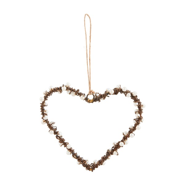 Mud Pie Pearl Wire Ornament, Heart, 4 1/2" x 3