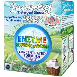 Laundry Detergent Sheets (120 Large Sheets) Fresh Linen Scent - No Plastic Jug - New Liquid-Less Technology - Lightweight - Easy To Use - Convenient for Travel & Space-Saving (Spring Blossom)