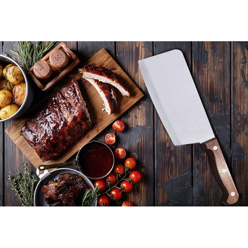 Bene Casa 7-Inch Stainless Steel Cleaver Knife with Rosewood Handle