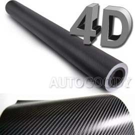 AUTOGOODY 15ft x 5ft Gloss Black 4D Carbon Fiber Vinyl Wrap Film Bubble Air Free 180"x60"
