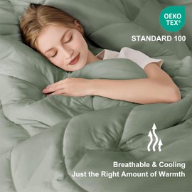 MEELUS Lightweight Comforter Duvet Insert Sage Green, All Season Blanket Breathable Comforters Queen Size, Soft Winter Warm Microfiber Summer Cooling Down Alternative Quilt with Corner Tabs, 88x88