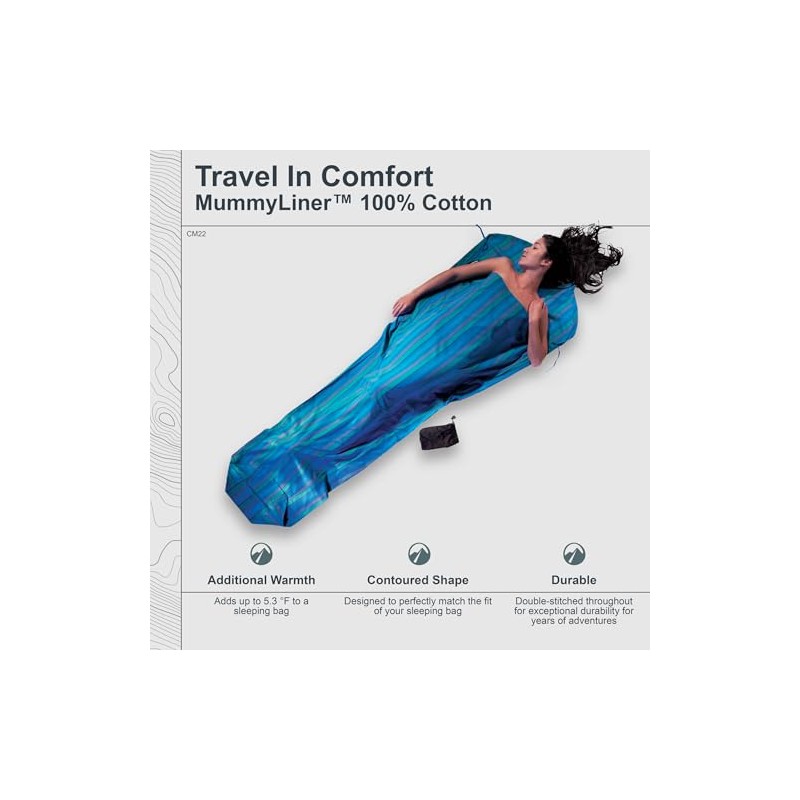 Cocoon Cotton MummyLiner (Nile, 95-Inch x 35/22-Inch)