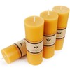Yellow 2x6 inch Natural Beeswax Pillar Candles Set of 4