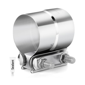 ZEHCLP Exhaust Clamp Butt Joint 304 Stainless Steel Band Lap Joint Band Clamp Stainless Steel for Pipes Sleeve Couple ，Catalytic Converters，Muffler (1, 5.0 inch)