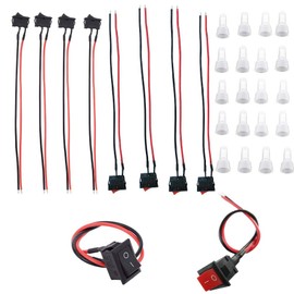 10 Sets Red and Black DC 1-250V 3A SPST On/Off Wired Power Switch Button Marine Switch LED Table Lamp Power Switch
