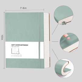RETTACY Notebook B5 Lined, Thick Diary with 320 Numbered Pages, 1 Back Pocket and High-Quality Soft Cover for Women and Men in the Office or School, 19 x 25 cm, Grey Blue