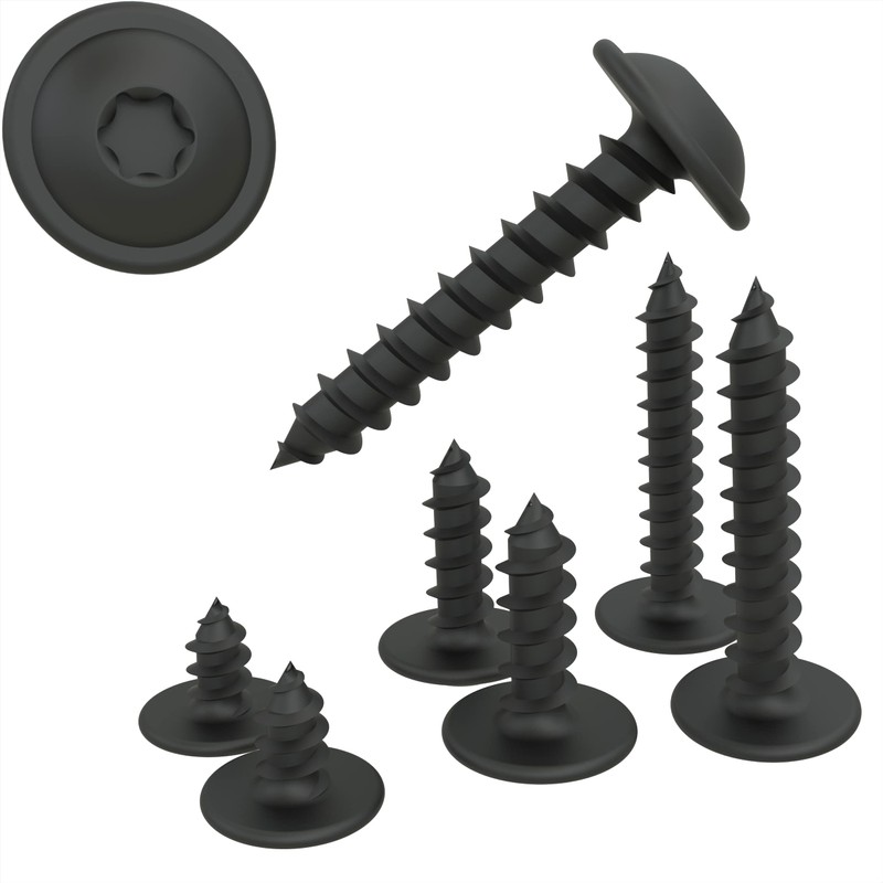 Auprotec Tapping Screws, Flat Head, with Disc, Torx, Black, Galvanised,