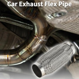 TUCKBOLD Car Exhaust Flex Pipe 1.96 Inch OD Flexible Braided Exhaust Tube | Universal Flexible Pipe Tubing Silver Tone 1 Pc