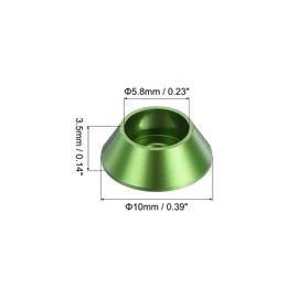 QUARKZMAN Set of 10 M3 Cone Cup Washers Anodized Aluminum Gaskets Cone Countersunk Washers for Screw RC/FPV/PC/Drone/Mechanical Accessories Model Parts (Green)