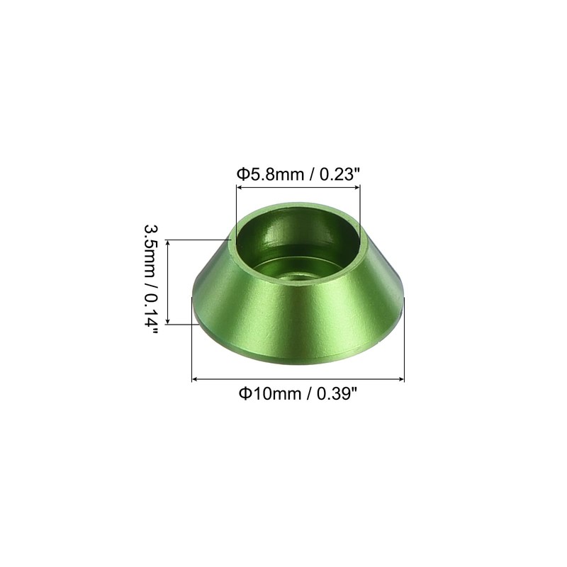 QUARKZMAN Set of 10 M3 Cone Cup Washers Anodized Aluminum