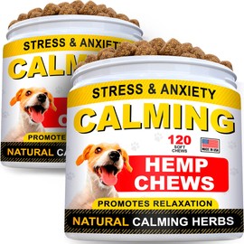 STRELLALAB Hemp Calming Chews for Dogs Anxiety Relief - Made in USA w/Hemp Oil - Dog Training & Behavior Aid - Natural Stress Relief During Firework, Storm, Separation, Barking - 240 Treats