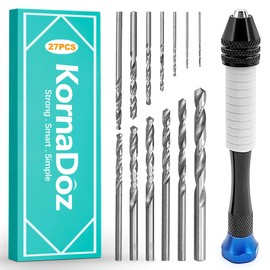 KornaDoz 26 Pcs Pin Vise Hand Drill Set, Precision Craft Drill for Jewelry Making, Micro Kit (0.8-3.0mm, incl. 1mm), Small Hand for Wood, Plastic, Miniatures(Blue)
