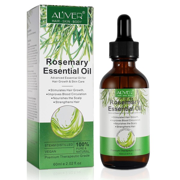 Rosemary Oil Hair 60 ml, Rosemary Essential Oil for Hair and Scalp, Prevents Hair Loss, Promotes Hair Growth, Rosemary Oil for Eyebrows and Eyelashes