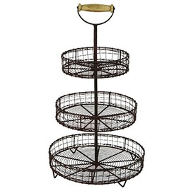 YRHD,INC Antique Style Metal Wire 3 Tier Rack Display Stand Basket Rustic Farmhouse Decor
