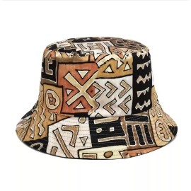 GLLifeStyles Vintage Geometric Reversible Unisex One Size Bucket Hat, Fishing, Sun, Water NWT