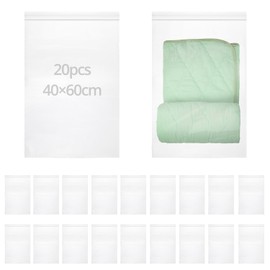 QWORK® Pack of 20 Ziplock Bags, 40 x 60 cm, Lockable Bags, Large, Reusable Plastic Bags, for Shoes, Clothes, Sheets