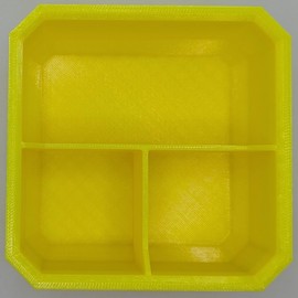 Fitter Critter Square Slim Low Profile Bins / Organizers / Dividers / Small Parts Tray for Milwaukee Packout (YELLOW, 3 COMPARTMENT T SQUARE)