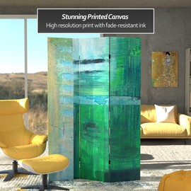 Red Lantern 6 ft. Tall Double Sided Winter Woods Canvas Room Divider, Beige,Gray